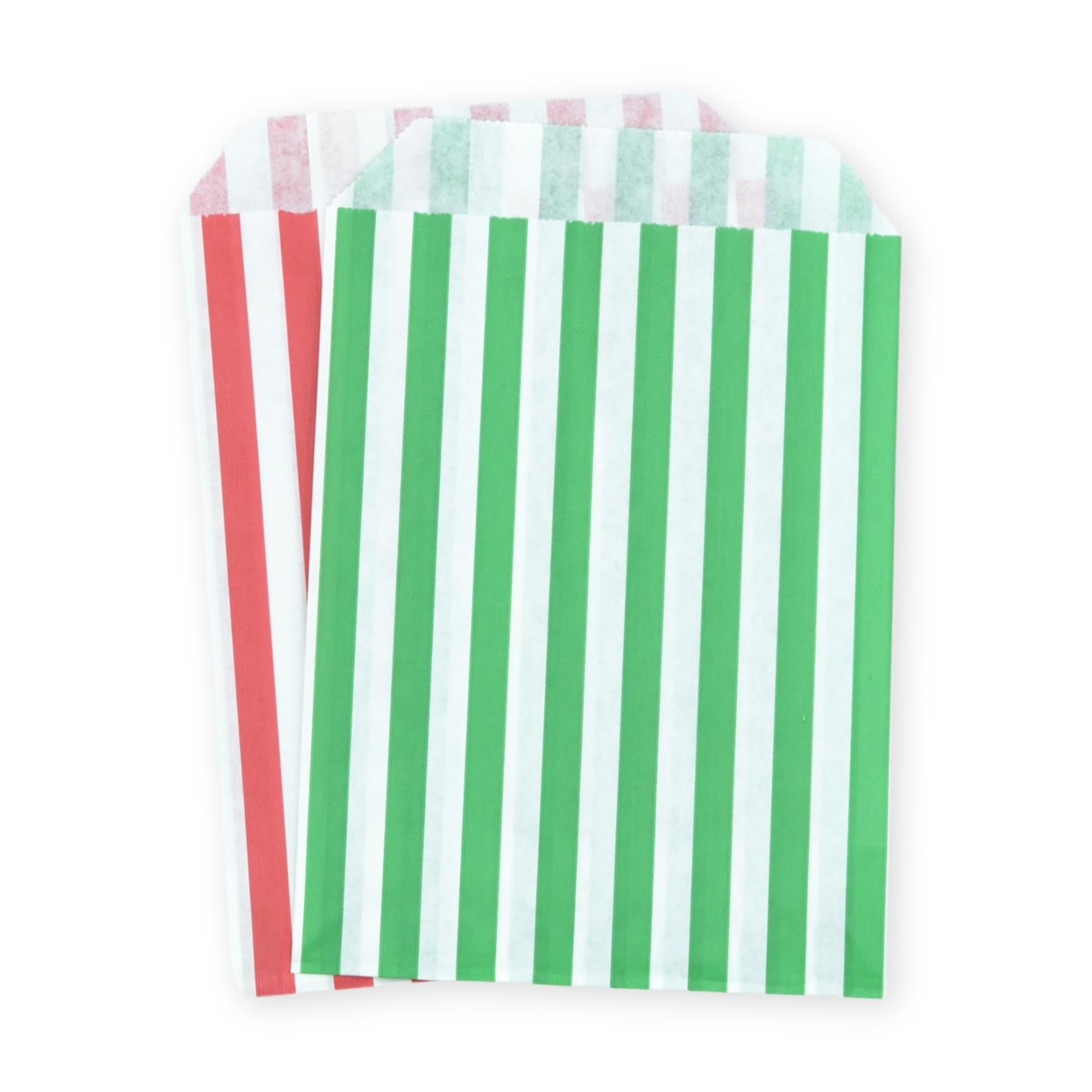 celloexpress 7" x 9" Red & Green Striped Paper Sweet Bags - Classic Confectionery Gift Shop Goodie Party Bags (Pack of 500) — image 1