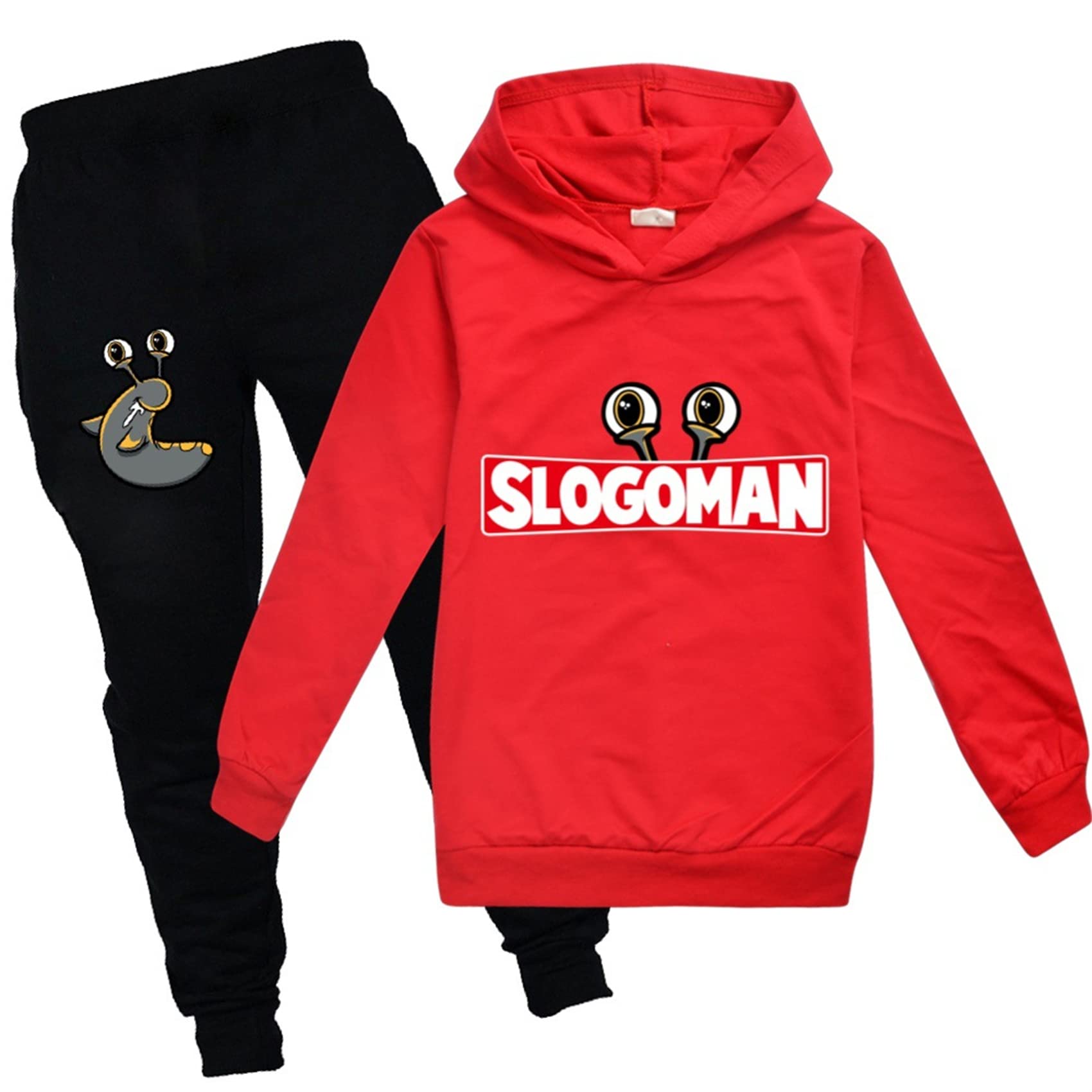 Potekoo Boys Girls Slogoman Sweatshirts and Sweatpants Sets Kids Fall Novelty Hoodies Casual Lightweight Clothing Outfits