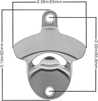 Vista 4 de Abridor de botellas de cerveza inoxidable montado en la pared, abrebotellas de montaje en poste al aire libre, plateado cepillado