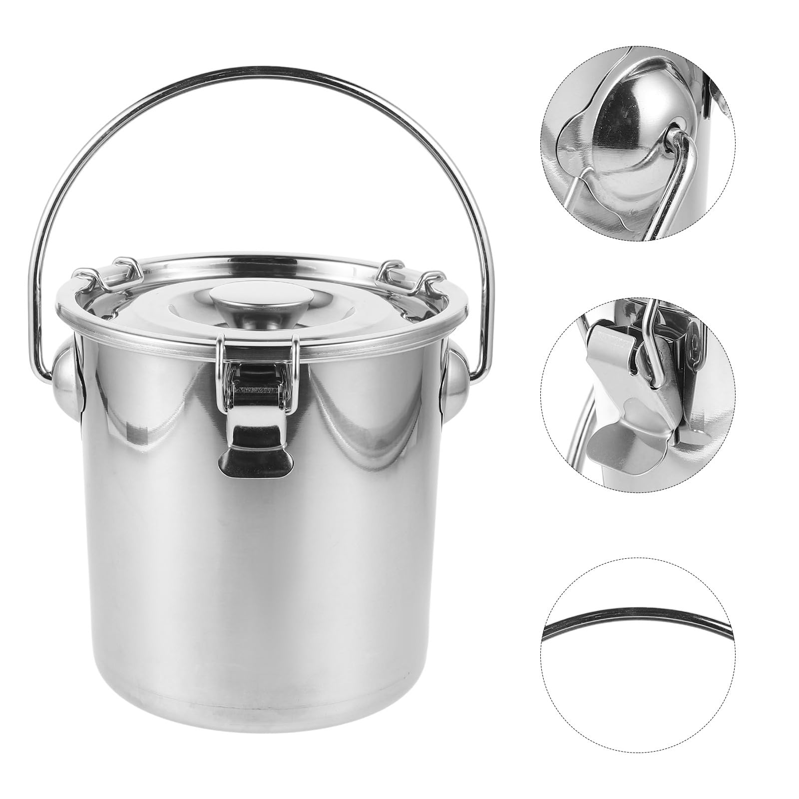 HOMSFOU Edelstahl Eimer Mit Deckel Luftdichter Kanister FüR Kaffee Aufbewahrung Und Wasser AufbewahrungsbehäLter Kompakt FüR KüChe Und Outdoor