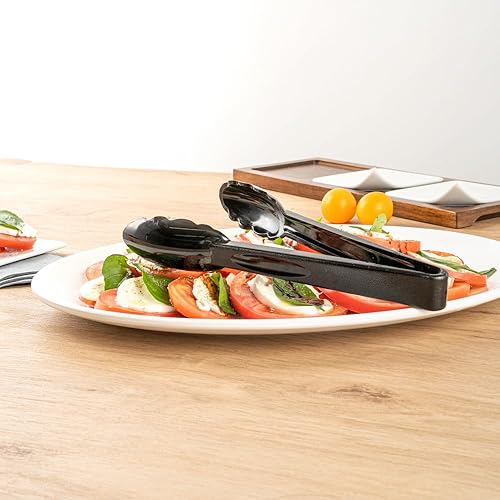 Miniatura 4 de Restaurantware Pinzas de cocina de 9 x 3 pulgadas, 1 pinza para servir con bordes festoneados, pinzas de plástico negro reutilizables aptas para