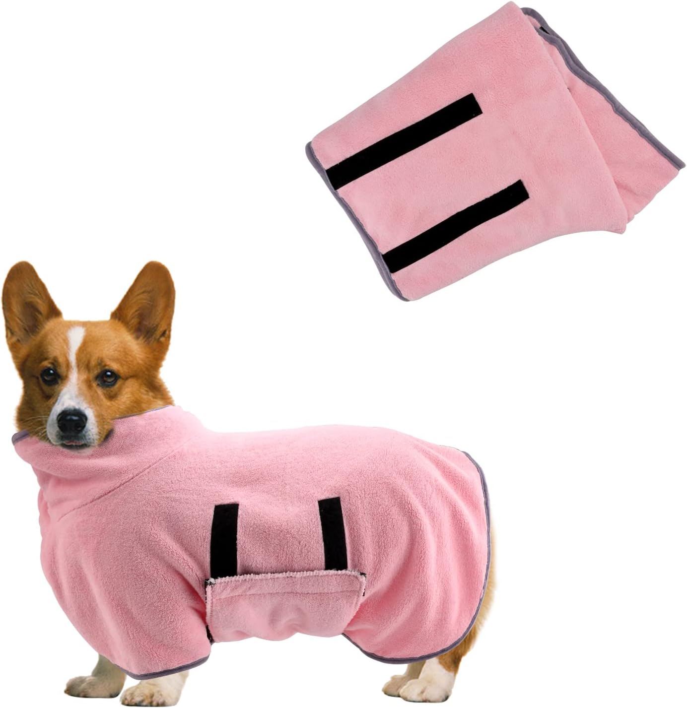 Dog Drying Coat, Dog Towel Bathrobe for Small, Medium Dogs Dressing Gown Super Absorbent Pet Dog