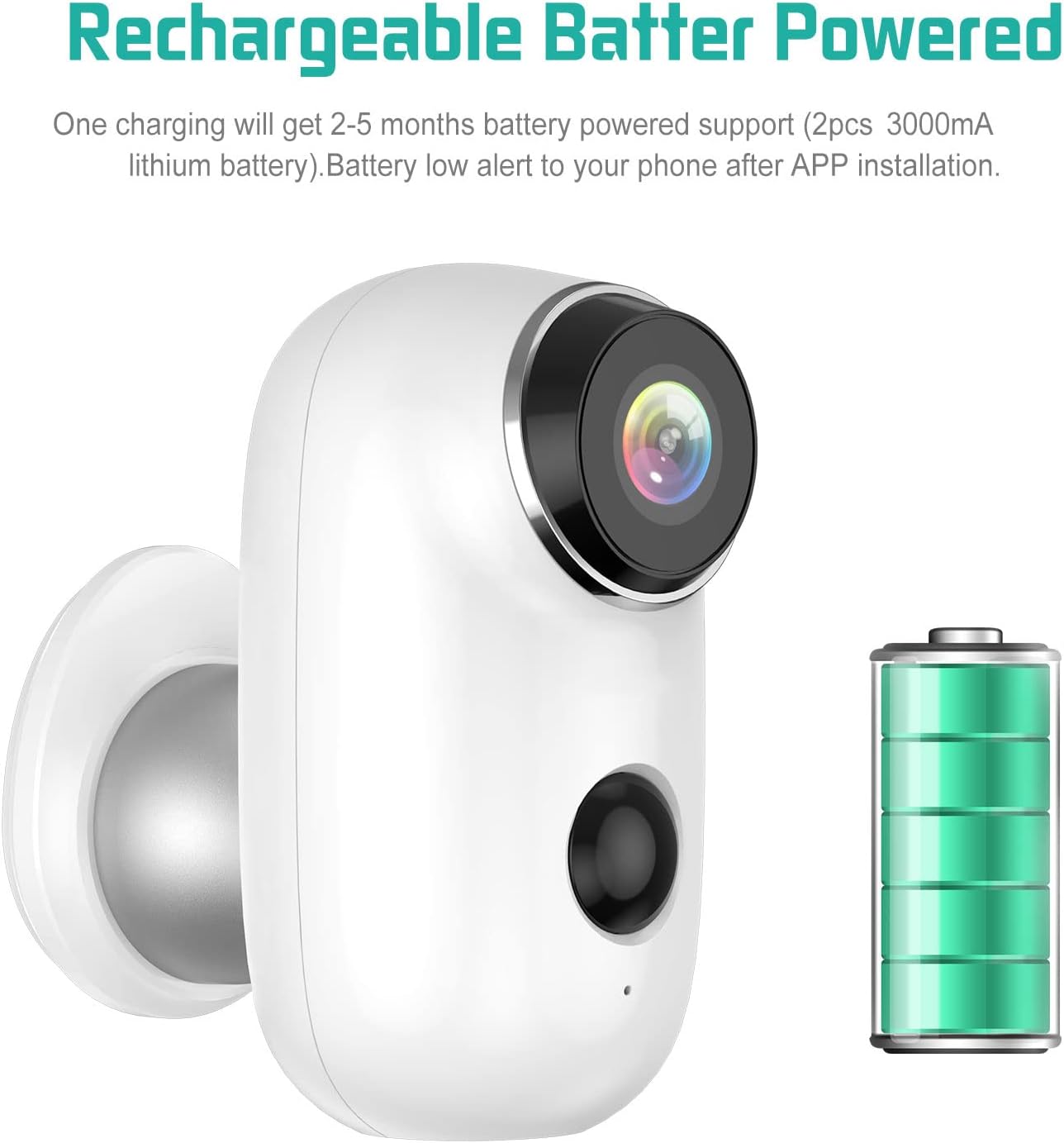 Adorbee camera showing battery level and charging port