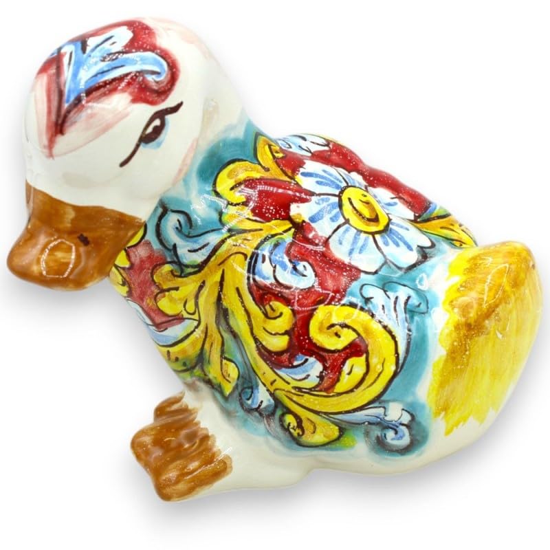 Pato de cerámica de Caltagirone regalo original para inauguración de casa escultura 15cm