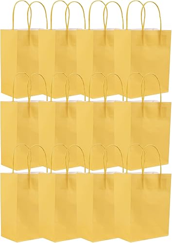 ysmile Bolsa de papel de regalo pequeña de 12 unidades con asa, bolsa de papel kraft para regalo de fiesta de cumpleaños a granel para regalo de 8.2