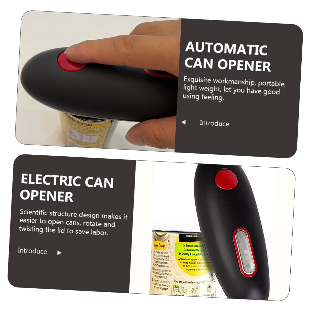 Abrelatas Eléctrico Hogar, Abridor de Frascos y Latas Automático, Portátil y Ligero, Acero Inoxidable y Abs, Cocina Doméstica