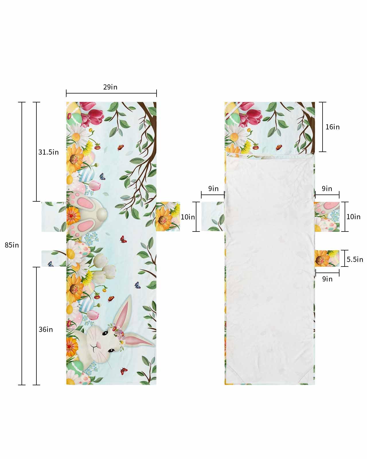 Spring Easter Bunny Beach Lounge Chair Towel Cover, Soft Chaise Lounge Towel with Side Pockets Patio Pool Chairs Cover for Beach/Pool Sunbathing 29x85 Colorful Floral Eggs Botanical