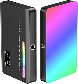 yeacher VL120 RGB Mini luz de vídeo LED 2500K-9000K Fotografia Luz de preenchimento regulável CRI95+ 20 efeitos de iluminação Bateria recarregável embutida com difusor de silicone Adaptador de montagem em sapata fria para Vlog Live