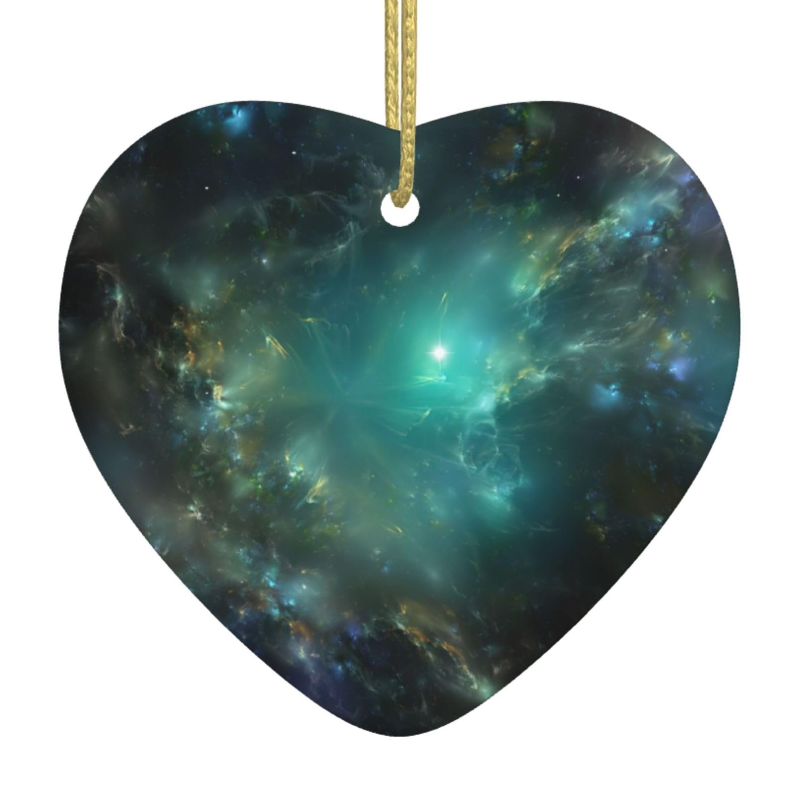 Nbtghga White Galaxy Background Print Christmas Ornaments, Ceramic Hanging Ornament, Xmas Tree Decoration, Holiday Home Decor