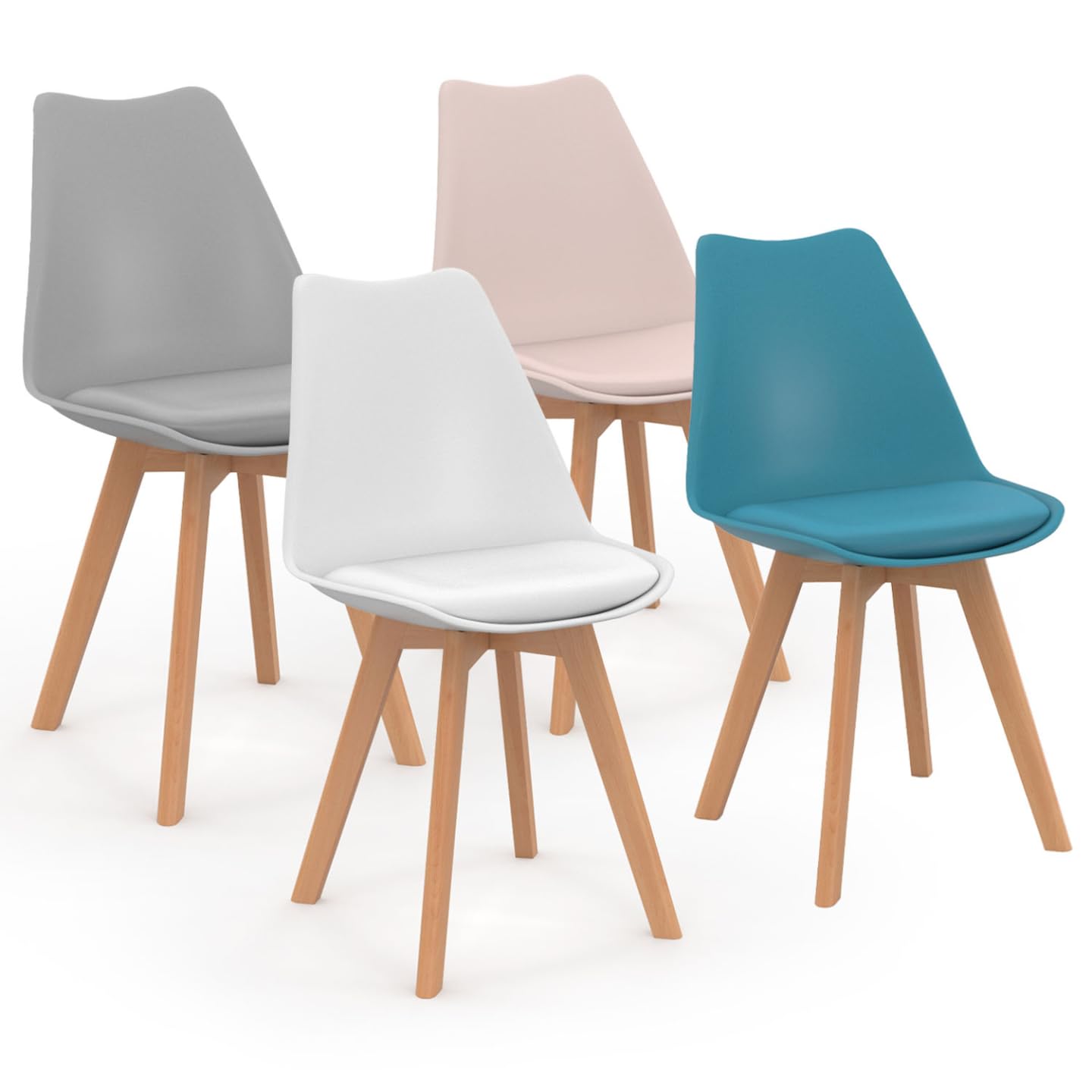 IDMarket SARA - Juego de 4 sillas escandinavas
