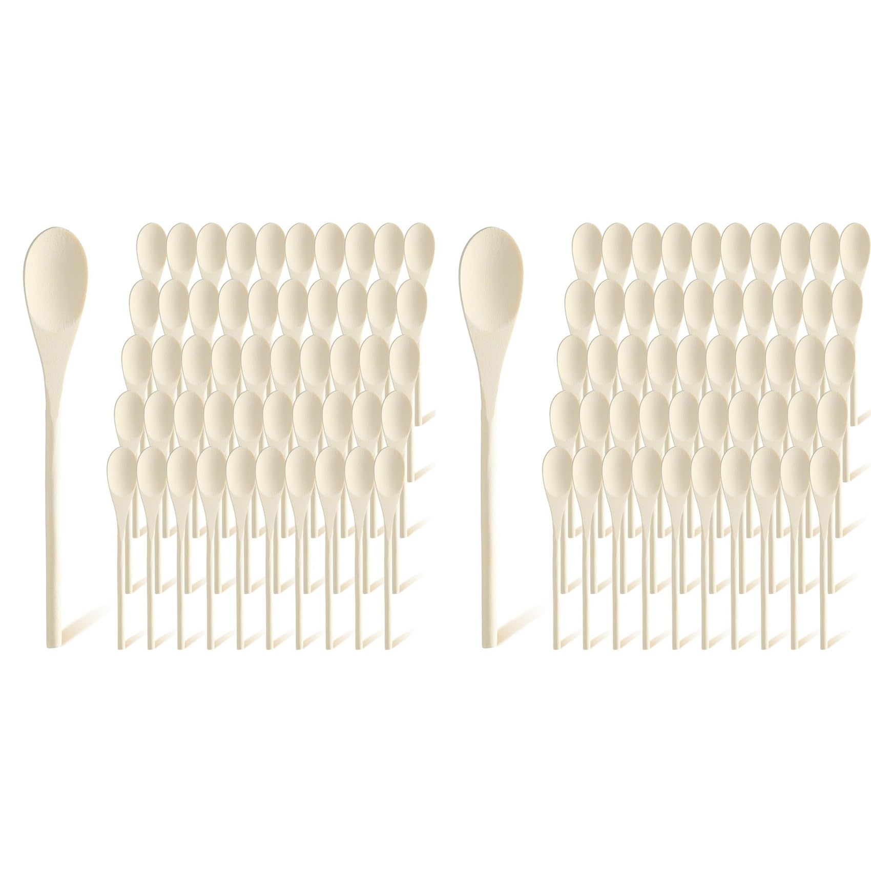 100 Cuillères en Bois de 25,4 cm en Vrac pour la Cuisine, Longues Cuillères en Bois, Cuillères à Mélanger pour la Pâtisserie, le Mélange et le Service