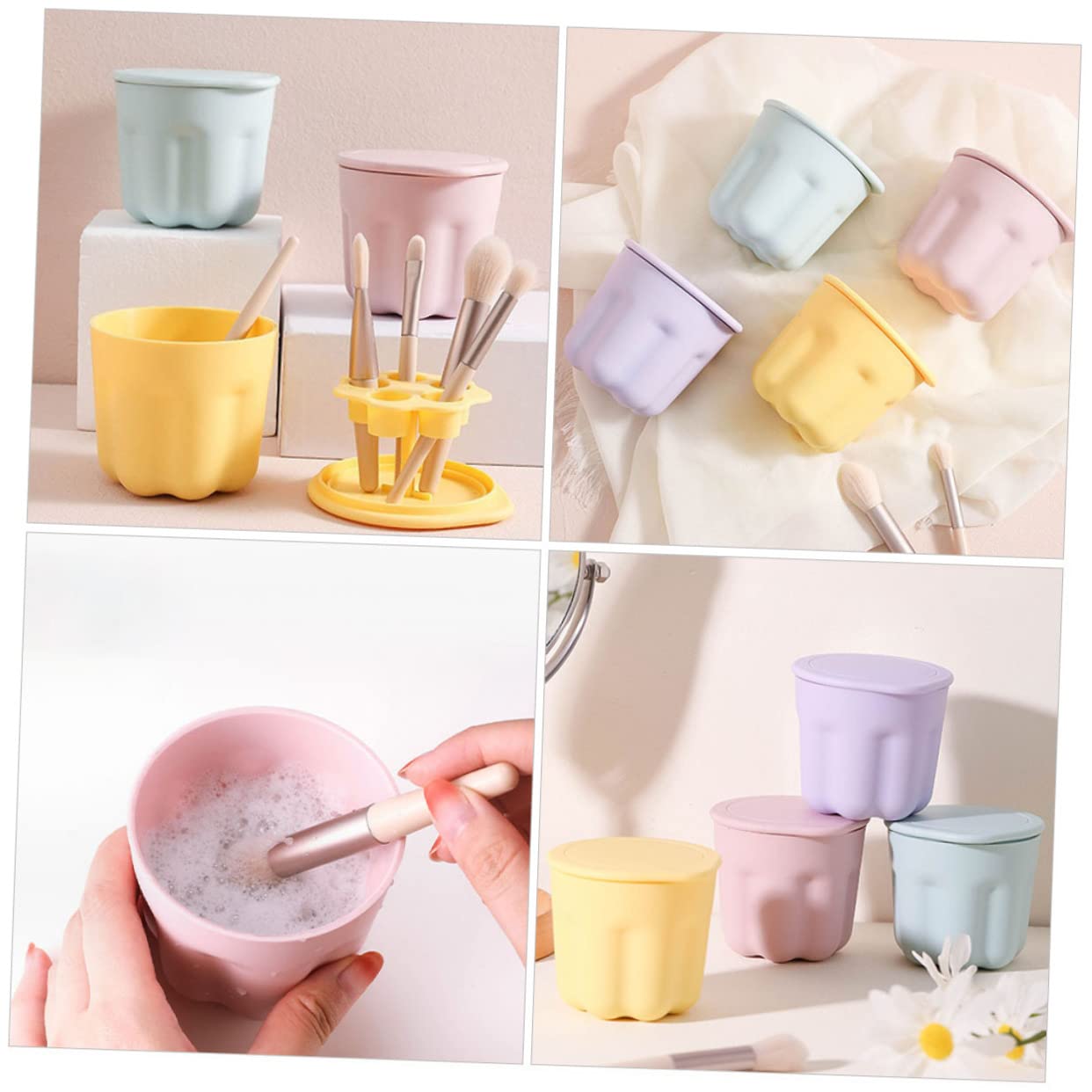 VINTORKY Makeup Brush Set Makeup Brush Cleaner Bowl Rinsing Bowl for Beauty Tools