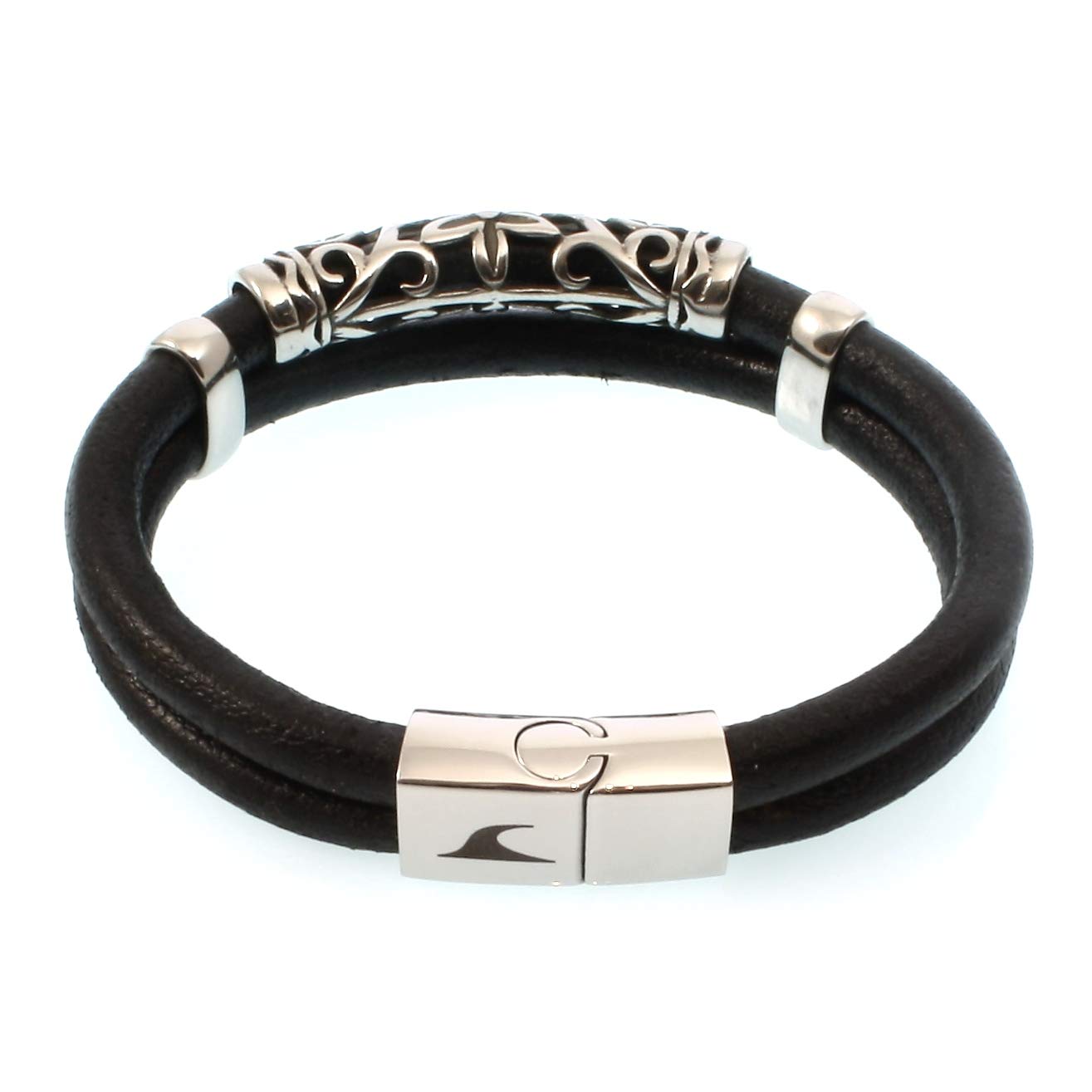 Echt Leder-Armband XO R Schwarz Männer Herren