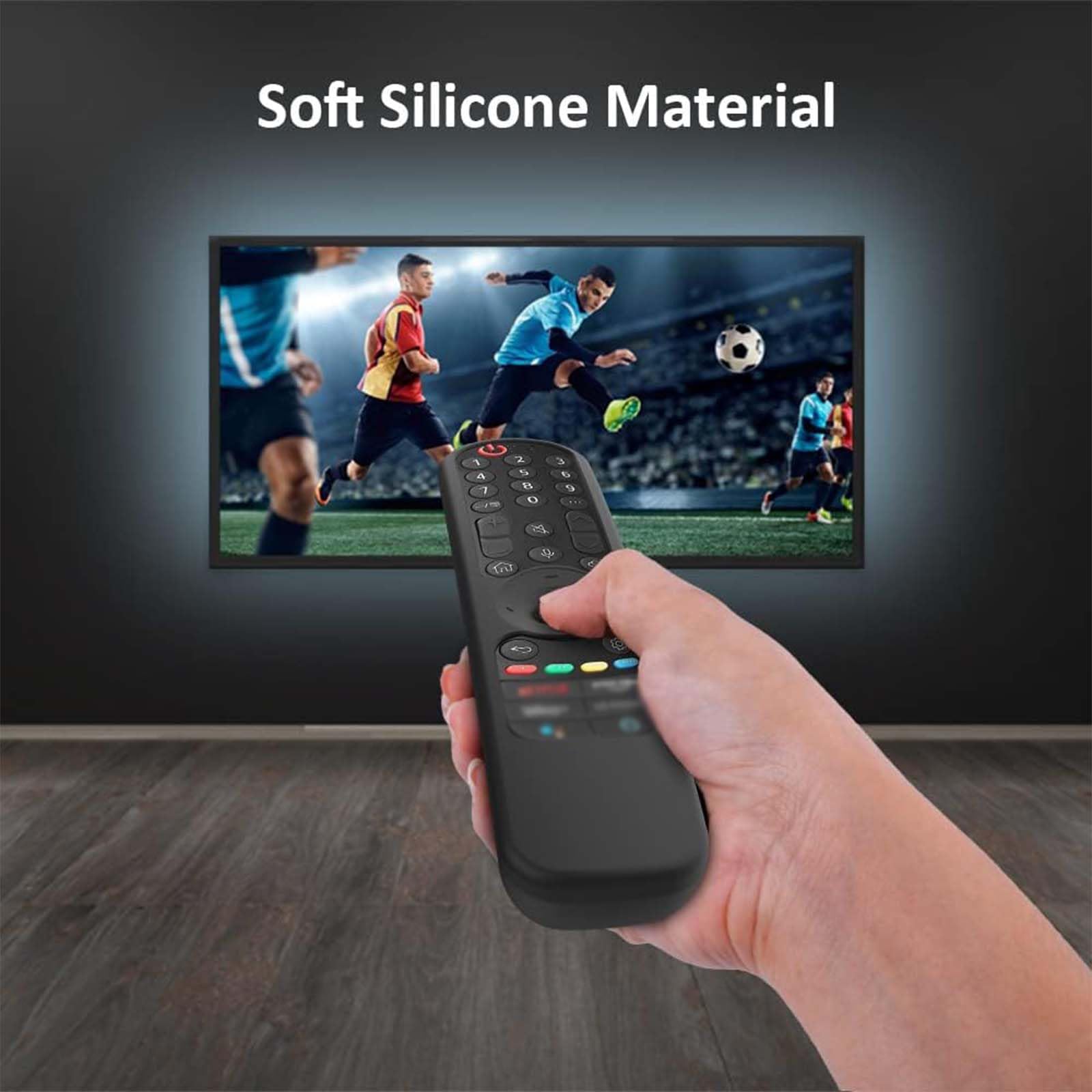 Custodia in Silicone per Telecomando LG AN-MR21GA AN-MR21GC MR22GA MR22GN MR23GA MR24GA, Cover telecomando LG antiurto, lavabile, Cover Telecomando per LG Magic 2021/2022/2023/2024 (Nero)