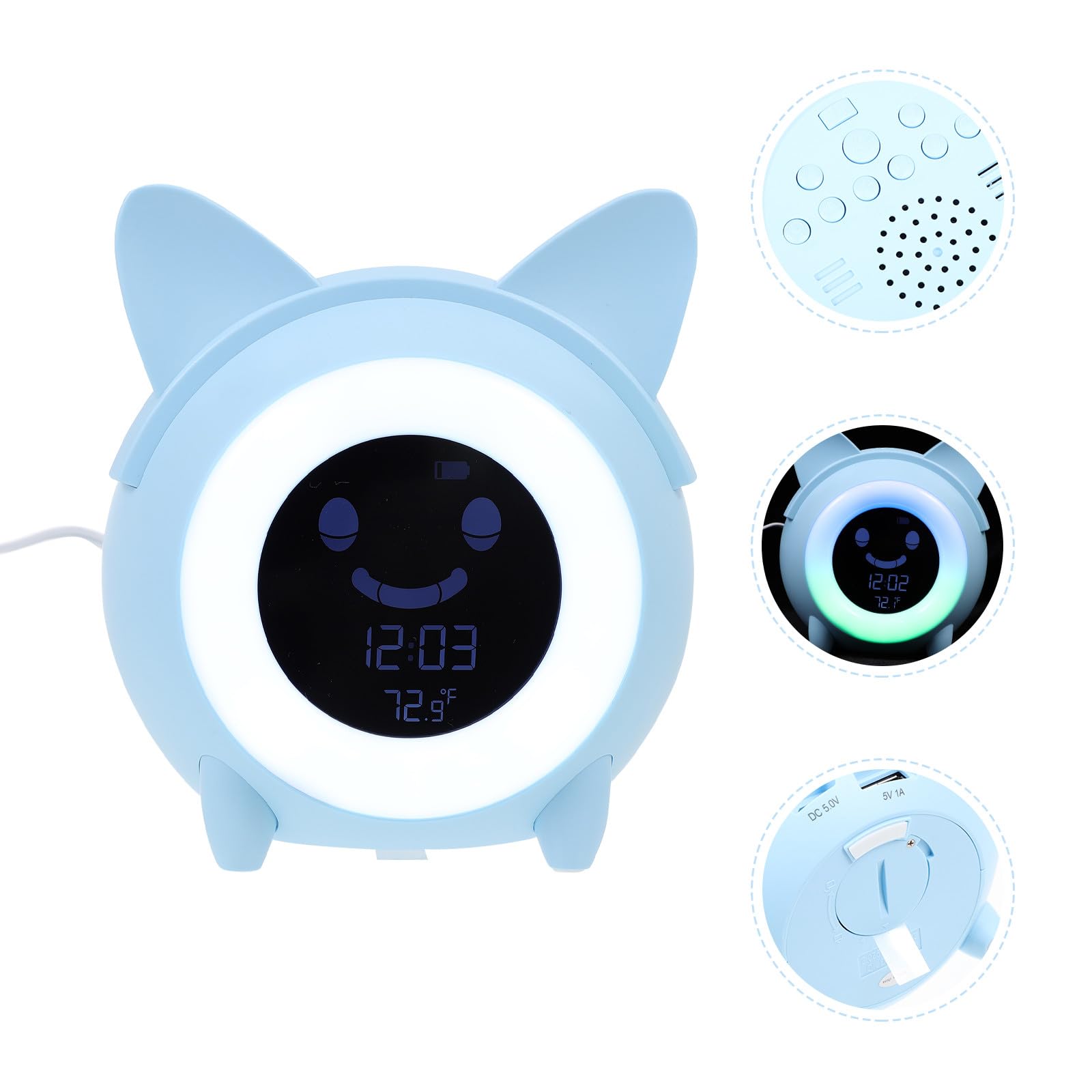 jojofuny Digitaler Kinderwecker mit Nachtlicht und Alarmfunktion Modernes Kunststoffdesign als Nachttischlampe für Mädchen und Jungen im Schlafzimmer