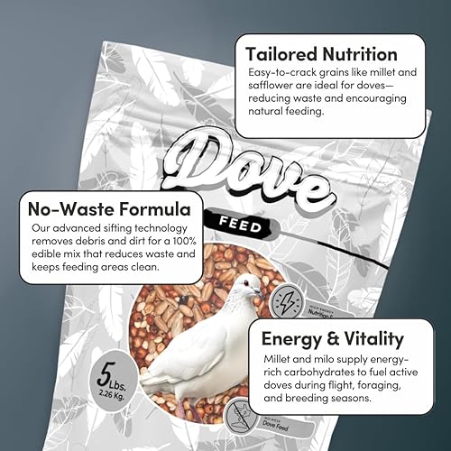 Mycelium Organic Dove Feed (5 LB Bag) | Balanced Wild Bird Food for Doves, Pigeons & Ground-Feeding Birds | High-Energy Formula | Non-GMO, Clean & Debris-Free | Made in USA(Feed,1 Count (Pack of 1))