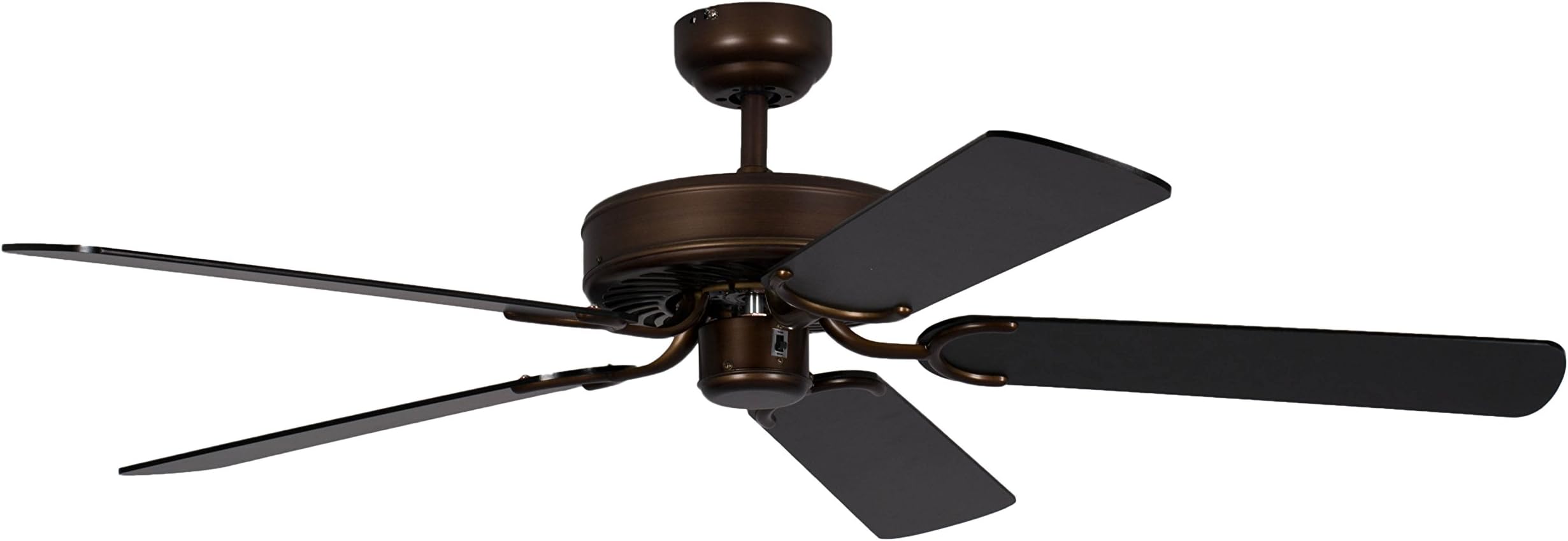 Potkuri 52 inch / 132 cm Ceiling Fan without Lights in Aged Bronze with Pull Cord and Blades Black
