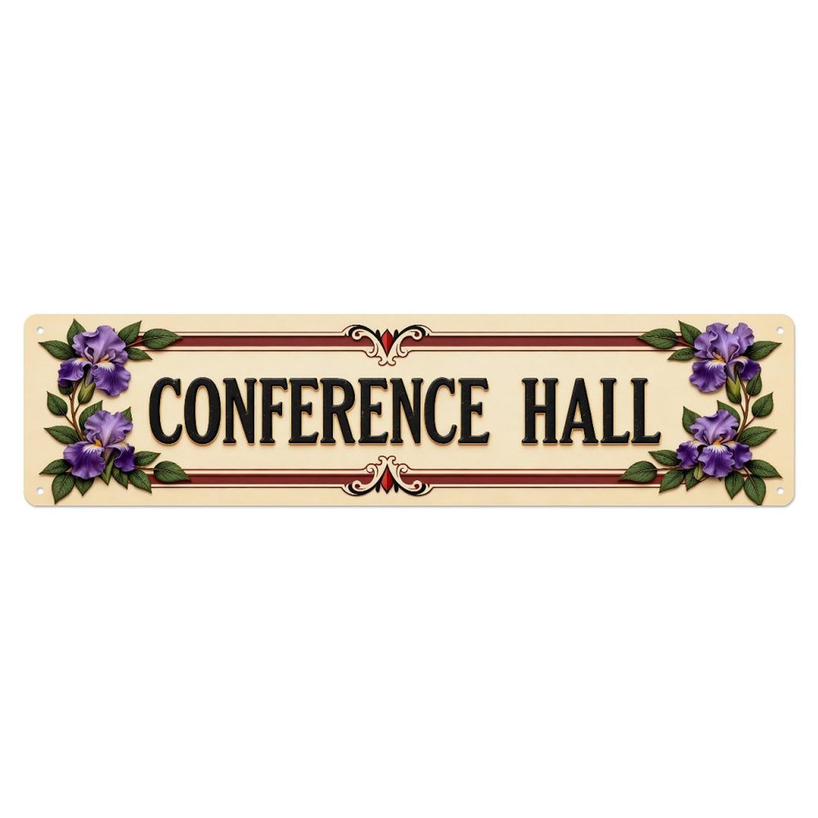 Conference Hall Floral Banner Design Metal Tin Sign Plaque
