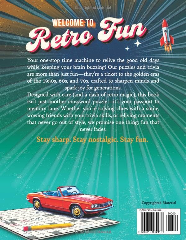Retro Fun Large Print Crossword Puzzle Book for Seniors & Adults: Unlock Nostalgic Memories From the 1950s-1990s to Keep Your Brain Buzzing (Timeless Gift for Seniors) image 3