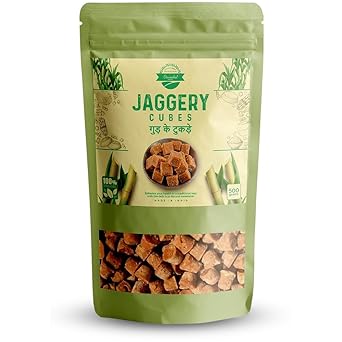 Danodia Foods Organic Brown Jaggery Cubes/Blocks 0.9 Pounds, Natural Sugarcane Sweetener, Ideal For Tea, Milk, Pudding, Etc (No Additives, No Anticaking Agent), 450Gram - image, photos