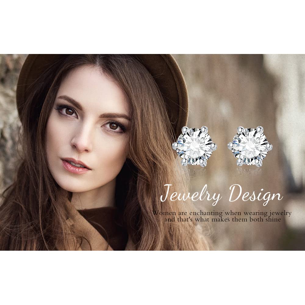 JewelryPalace Okrągłe kolczyki sztyfty Moissanite Srebro 925 Kolczyki damskie Srebrne dziewczęce kamienie szlachetne Prezent