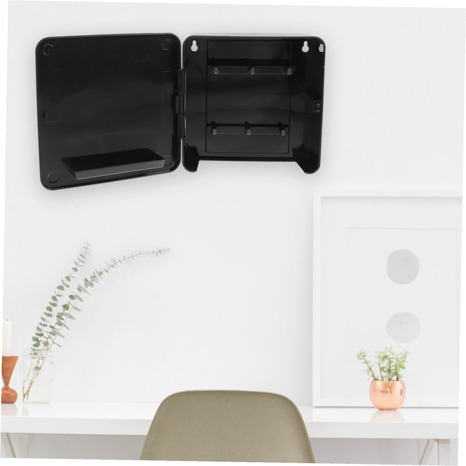 Portachiavi da Muro Moderno in Plastica Nera, Appendichiavi Magnetico senza Fori, Design Elegante per Ingresso e Negozio, Gancio Multifunzionale per Chiavi
