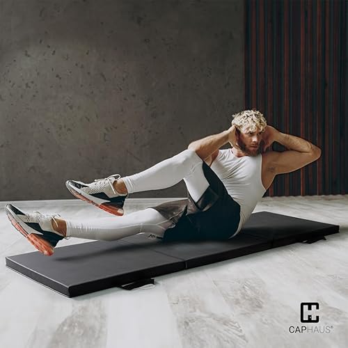 Miniatura 8 de CAPHAUS Alfombrilla plegable de tres pliegues con asas de transporte, alfombrilla de gimnasio plegable de 1.5 o 2 pulgadas, alfombrilla de