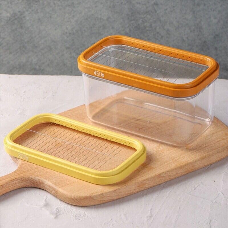 Glowick Plastic Rectangle Butter Keeper with Cutter Easy Cutting and Storage with Lid Butter Container Butter Box Butter Case for Countertop or Fridge (1Pcs) 2