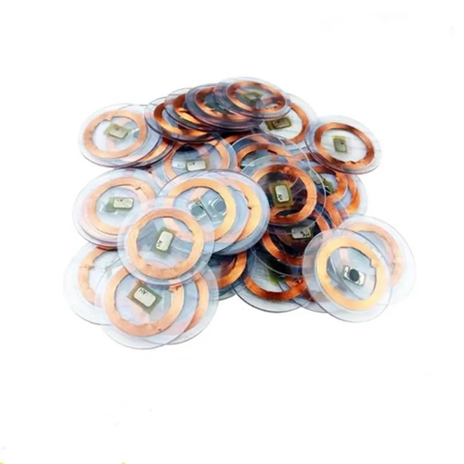 MIELEU 125KHz ID T5577 Writable Rewritable Copper Coil Transparent Coin Card Keyfob RFID Proximity EM4305 Access Control Tag Accessorie(10pcs)