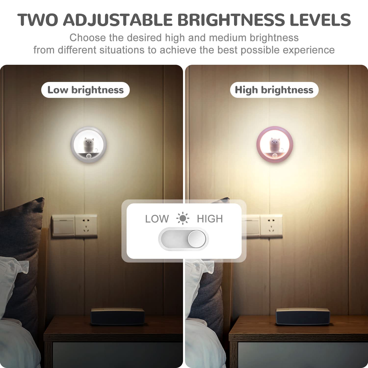 Luce Notturna Bambini 2 Pezzi Con Sensore Di Movimento, Ricaricabile USB, 3 Modalità (Auto/ON/OFF) Per Camera E Corridoio