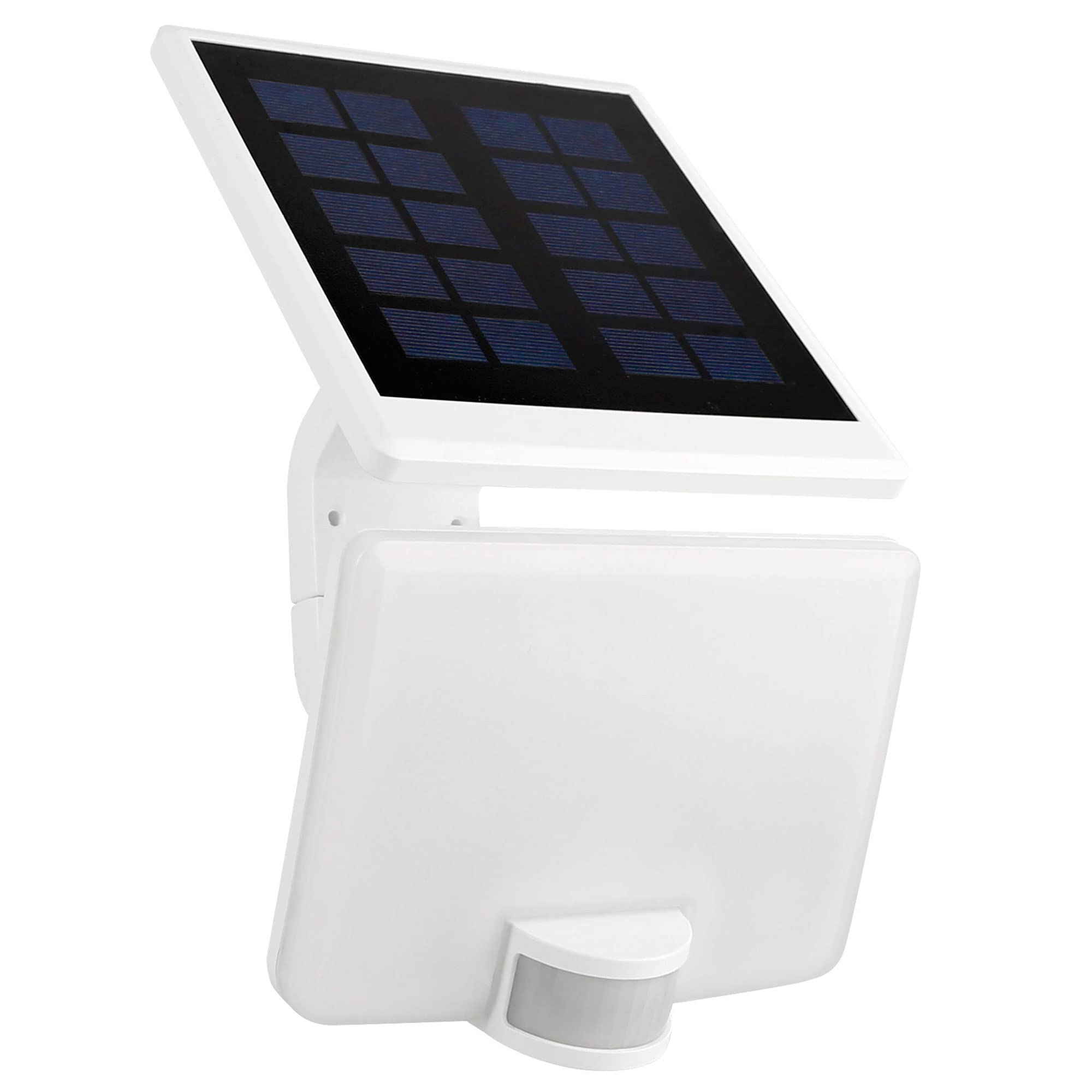 max K O M F O R T LED Solar Fluter Außenwandleuchte mit Bewegungsmelder 10W Akku Baterrie Außenstrahler Wandleuchte Solarlampe SOLEX-WH