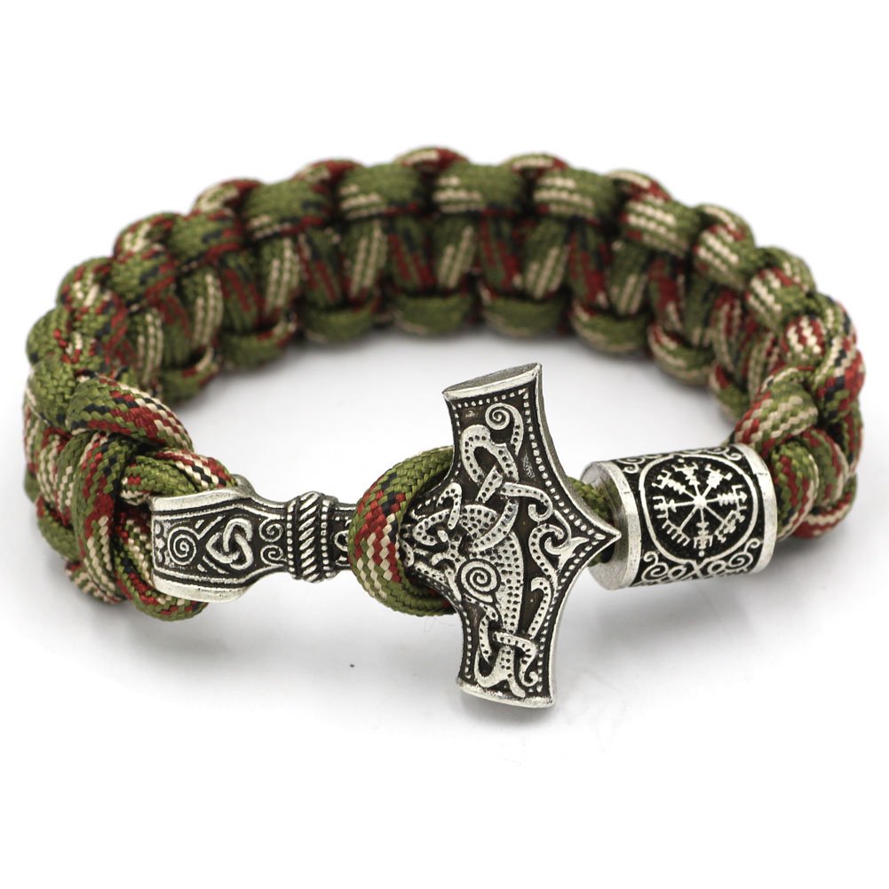 Buy Mjolnir Norse Viking Thor's Hammer Paracord Bracelet with Valknut