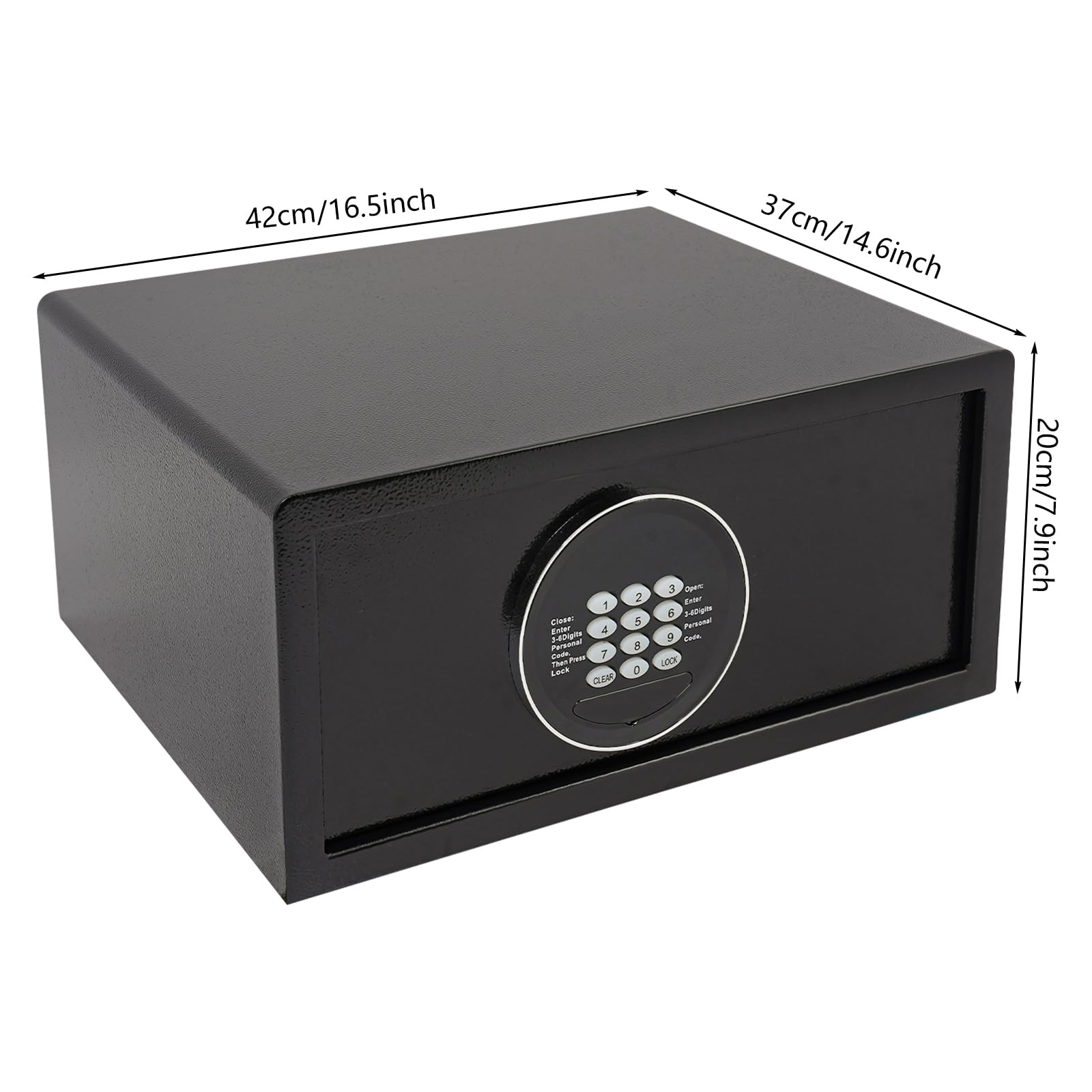 Armario de seguridad de 42 x 37 x 20 cm, caja fuerte para llaves de pared, contraseña personal de 3 a 6 dígitos y contraseña de administrador de 6 dígitos, interfaz USB