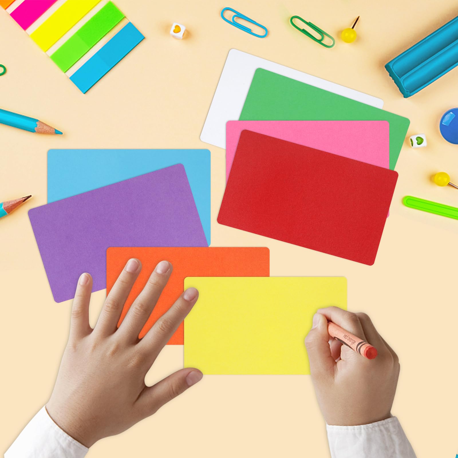 120 Stück trocken abwischbare Karteikarten, Notizkarten, blanko, wiederverwendbar, Spielkarten, Lernkarten, Geschäftskarten, Notizkarten für Schule, Büro, Hausarbeit, Aufgabenliste, Regenbogen, 7,6 x