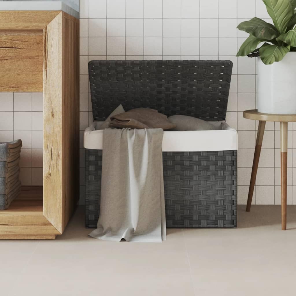 vidaXL Panier à Linge avec Couvercle, Corbeille à Linge avec Poignée, Bac à Linge avec Sac, Organisateur de Salle de Bain, Résine Tressée vidaXL Panier à Linge avec Couvercle, Corbeille à Linge avec Poignée, Bac à Linge avec Sac, Organisateur de Salle de Bain, Résine Tressée