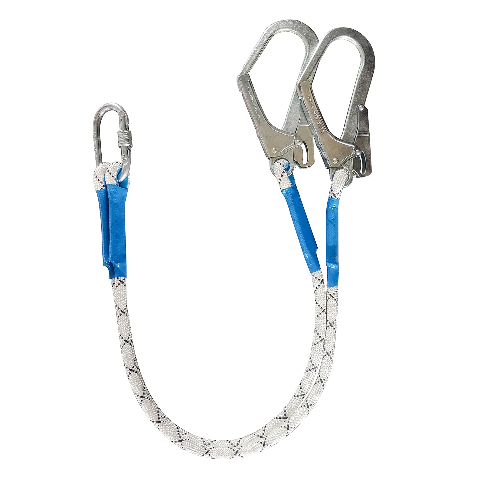Corde de sécurité anti-chute, sangles de récupération, corde anti-chute de 2 m avec 2 mousquetons en acier allié et amortisseur de chute, convient pour l'escalade rocheuse en plein air, l'escalade des