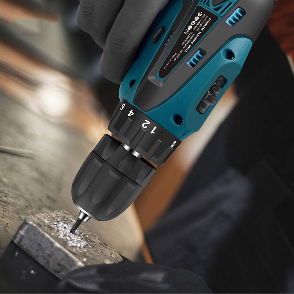 Trapano Avvitatore a Batteria Professionale da 16,8 V, cacciavite Elettrico, Coppia Massima 32 NM, Utensili per la Lavorazione del Legno Fai da Te a 2 velocità con batterie agli io