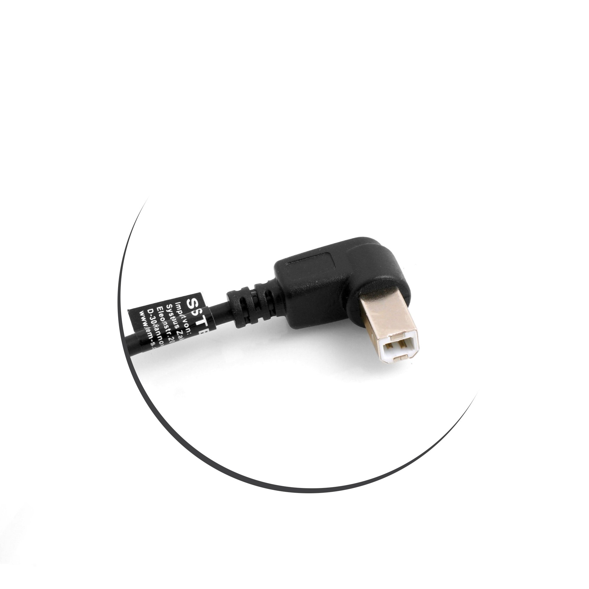 Cable Extensión USB 2.0 Tipo B Macho A Hembra 50cm - ángulo Recto 90° Para Panel, Color Negro