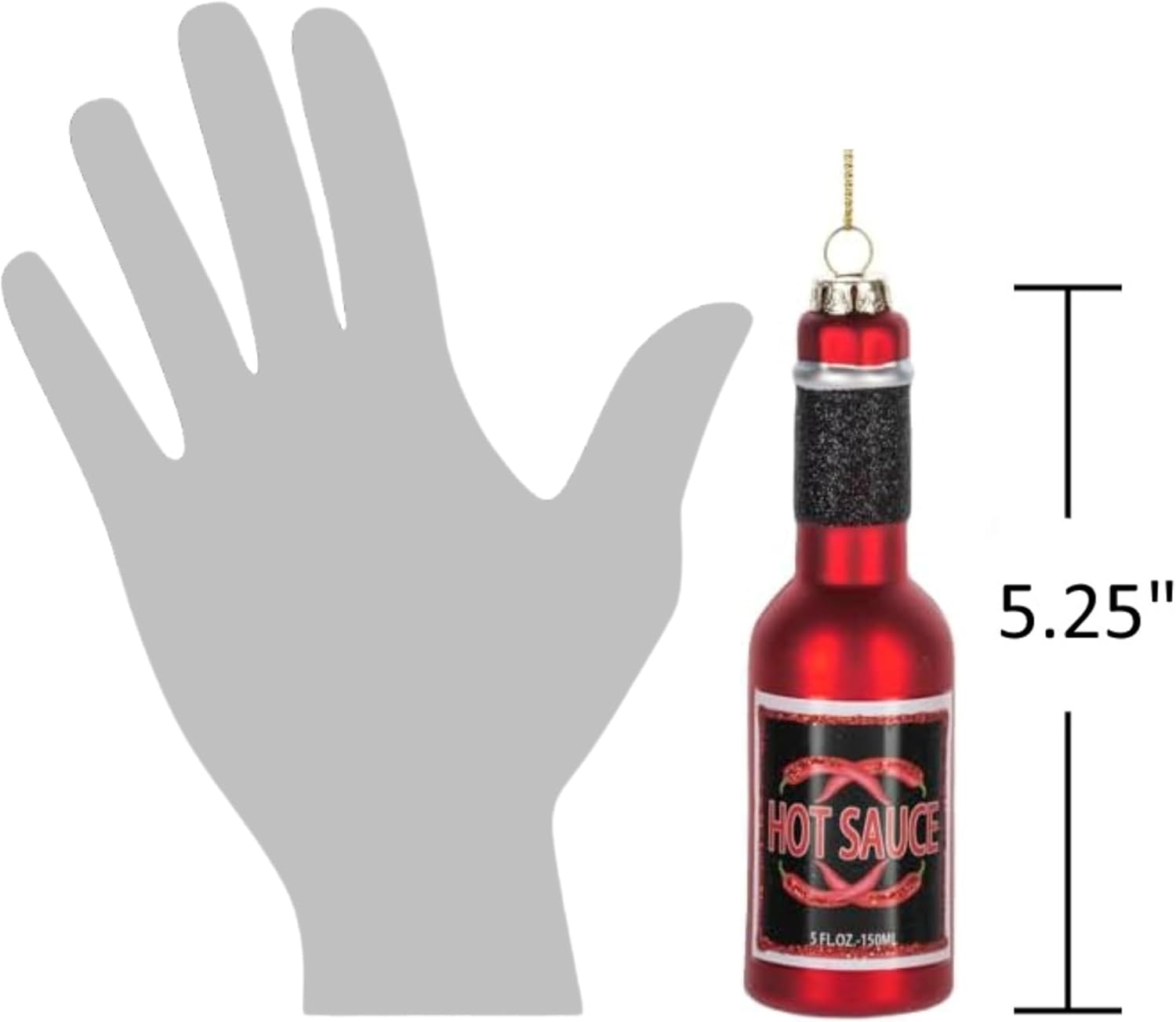 The Bridge Collection ホットソースオーナメント ガラスボトル - 5.25インチ レッドホットソース スパイシ