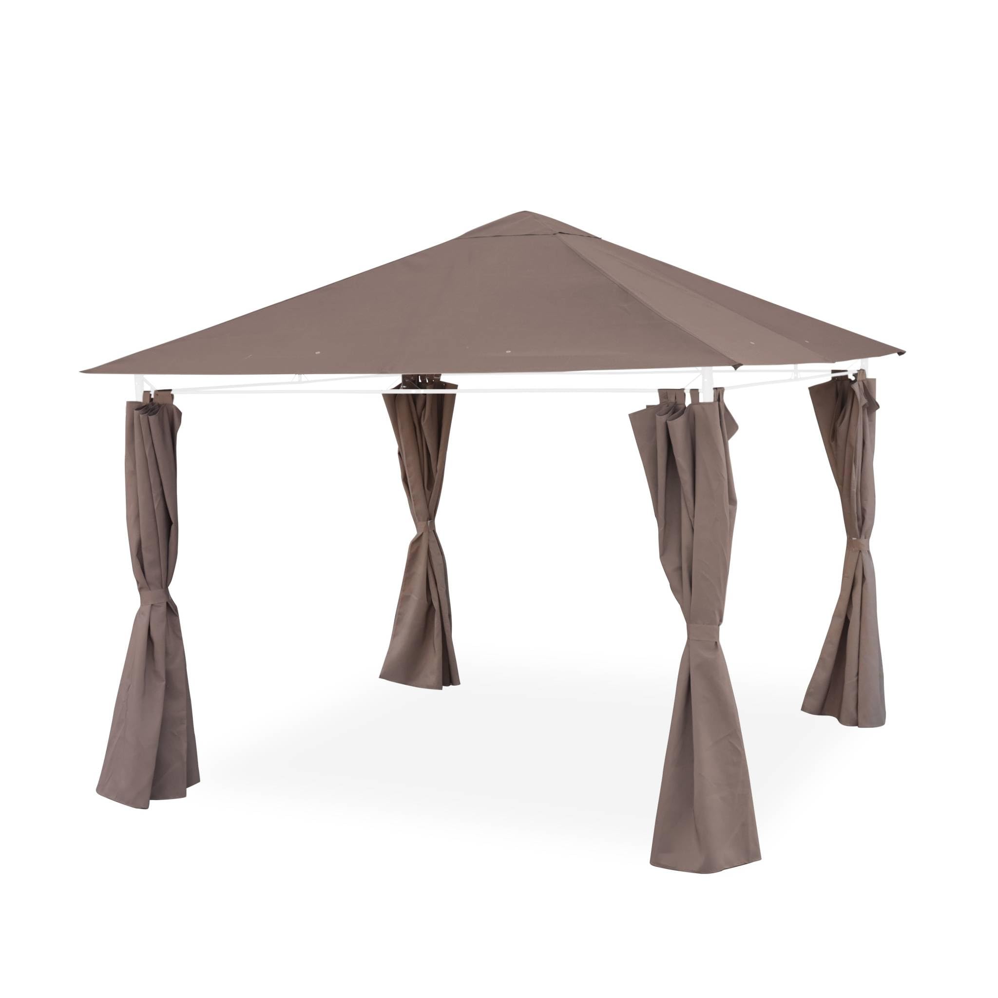 Alice's Garden - Ensemble Complet Toile de Toit et Rideaux Taupe pour tonnelle 3x3 m Elusa - Toile de Rechange pergola. Toile de Remplacement
