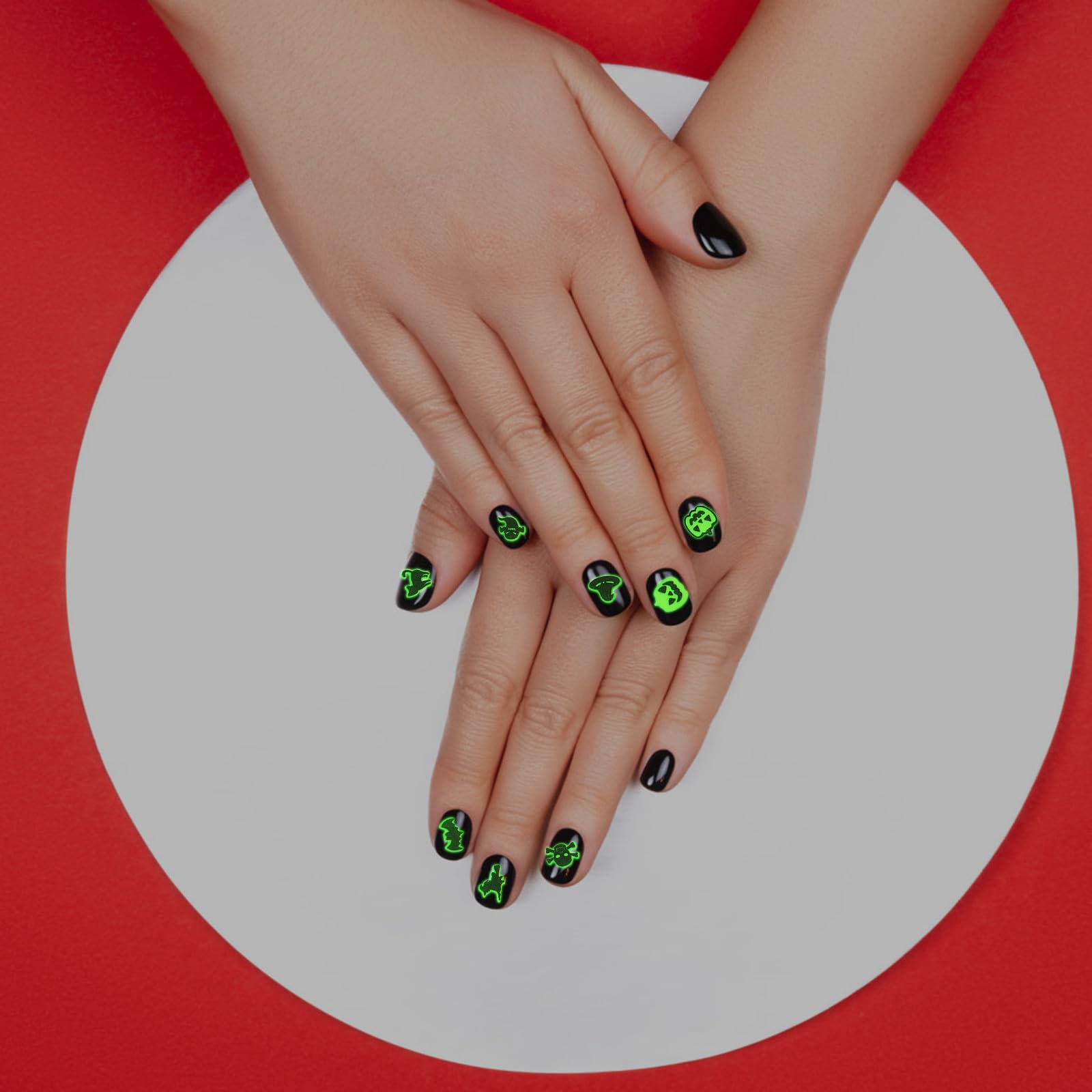 OSALADI 72 Fogli Adesivi per Unghie Nail Art Halloween 3d Notturni Luminescenti Facili da Usare e Rimuovere per Masquerade e Giorno dei Morti, Set da 12 Fogli
