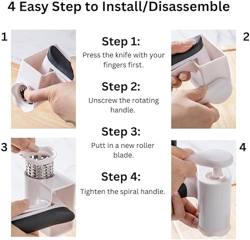 Miniatura 8 de Rallador de queso giratorio con 3 tambores de acero inoxidable, rallador manual de manivela para parmesano, queso duro, chocolate, frutos secos,