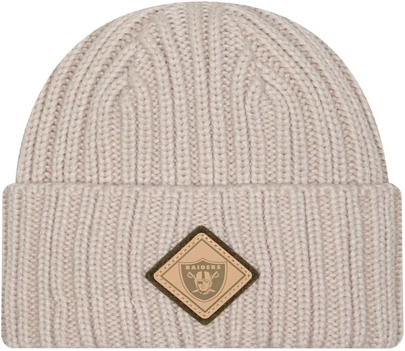 New Era Men's Light Beige NFL Logo Applique Cuffed Knit Hat