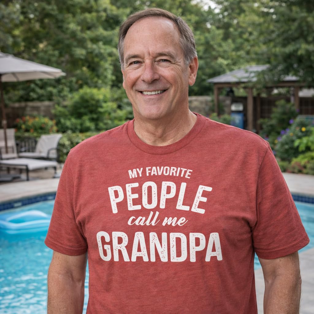 Mens My Favorite People Call Me Grandpa Tee | Funny T Shirts, Dad Joke Apparel for Men, Cool Grandpa Short Sleeve, Soft Cotton Blend, Novelty Tees for Guys