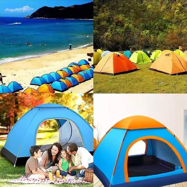 Image of 4 to 6 Person Camping Tent for Outdoor | Big Size Dome Tent (Fits 4 Adults Comfortably - King Size Bed Space) | Waterproof Family Picnic & Hiking Tent with Carry Bag & Mosquito Net
