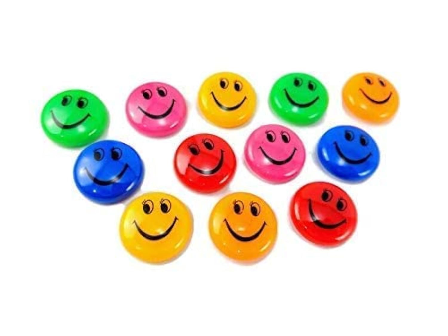 AmigozZ Multicolour, Set of 12 pcs Plastic Round Cartoon Emoji Smile Smiley Face Fridge Magnets(Size 30MM)-image-3