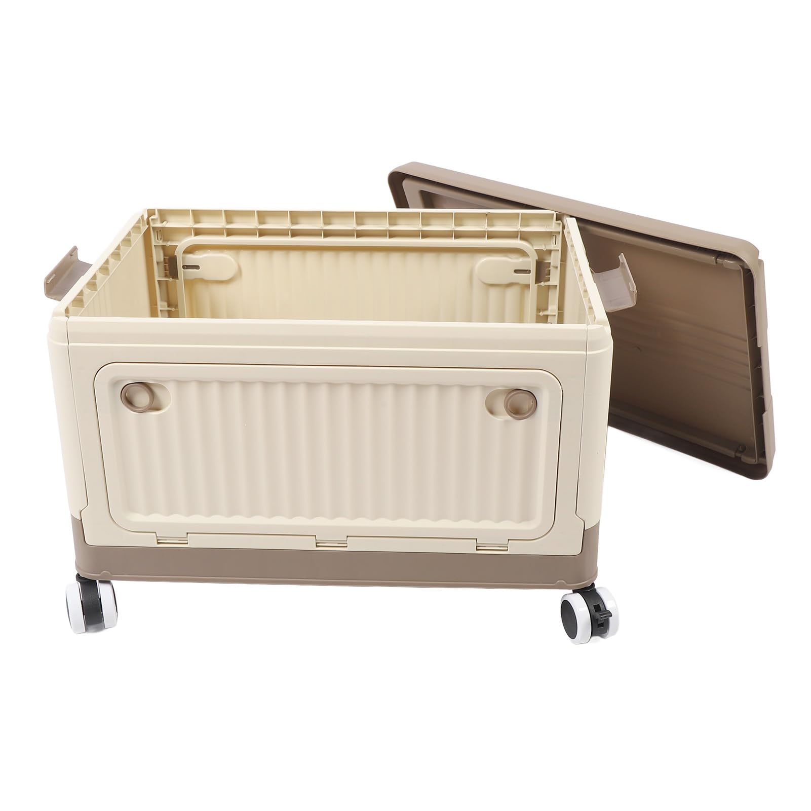 Caja de almacenamiento plegable, para contenedor de almacenamiento con ruedas y tapa, material PP duradero, diseño apilable, con asa para ropa, libros, zapatos, (S 100x40x0,3