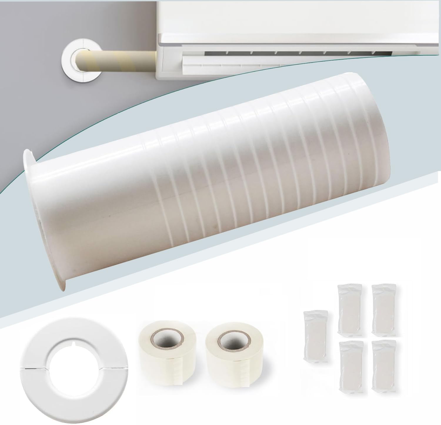 Wall Sleeve for Air Conditioner Line Set Covers for Outside Units, Mini Split Line Set AC Sleeve Trough the Wall Pipe Accessories for 3in Wall Hole (8 inches Length)