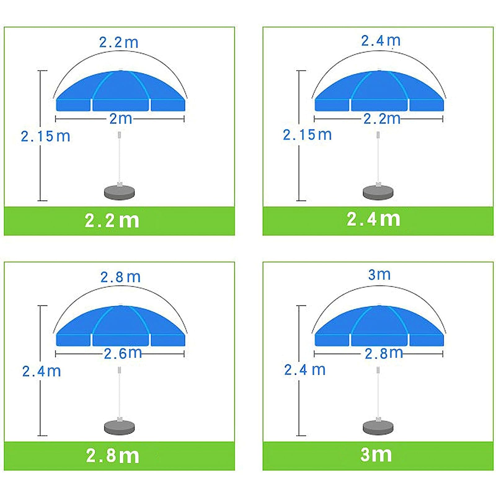 Ombrellone da Giardino Spesso, ombrellone da Spiaggia con Struttura Antivento a Tre Strati, ombrellone da Esterno Senza Base per Cortile/Giardino/terrazza, 2,4 m,2.4M