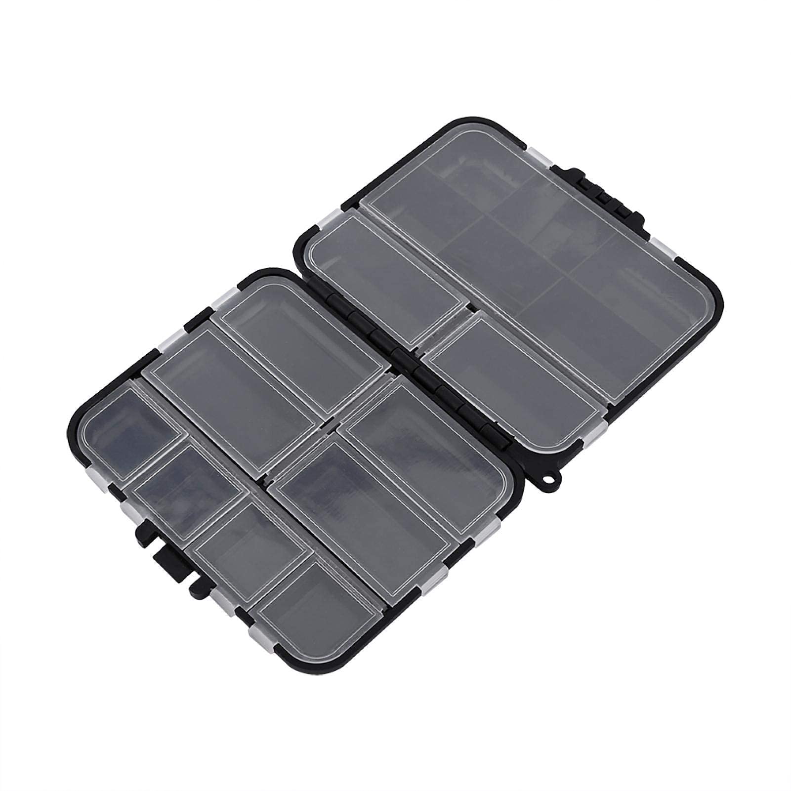 Cajas de aparejos de pesca, caja de almacenamiento de cebo de plástico, con 26 compartimentos individuales, caja de almacenamiento de cebo de plástico negro portátil